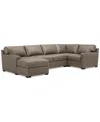 MACY'S RADLEY 136" 4-PC. LEATHER SQUARE CORNER MODULAR CHAISE SECTIONAL, CREATED FOR MACY'S