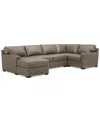 Macy's Closeout! Deklyn 129" 6-pc. Zero Gravity Fabric Sectional With 3 Power Recliners & 2 Consoles, Creat In Medium Brown