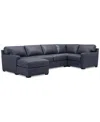 Macy's Radley 136" 4-pc. Leather Square Corner Modular Chaise Sectional, Created For  In Slate Grey