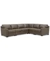 Macy's Radley 113" 5-pc. Leather Wedge L Shape Modular Sectional, Created For  In Medium Brown