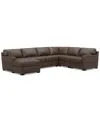 Macy's Closeout! Deklyn 129" 6-pc. Zero Gravity Fabric Sectional With 3 Power Recliners & 2 Consoles, Creat In Chocolate