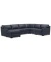MACY'S RADLEY 136" 5-PC. LEATHER SQUARE CORNER MODULAR CHASE SECTIONAL, CREATED FOR MACY'S