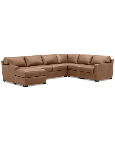 Macy's Radley 136" 5-pc. Leather Square Corner Modular Chase Sectional, Created For  In Brown