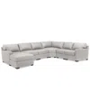 MACY'S RADLEY 141" 6-PC. LEATHER WEDGE MODULAR CHAISE SECTIONAL, CREATED FOR MACY'S