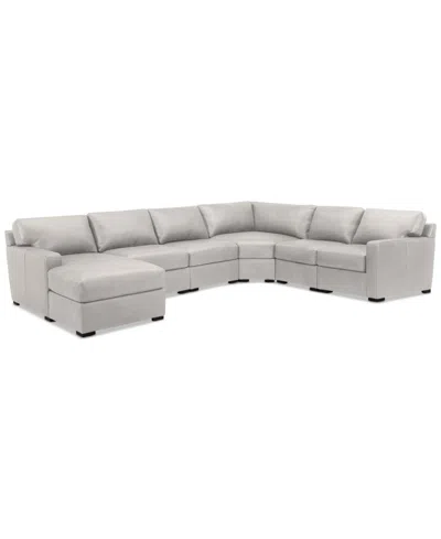 Macy's Radley 141" 6-pc. Leather Wedge Modular Chaise Sectional, Created For  In Ash