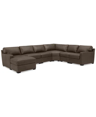 MACY'S RADLEY 141" 6-PC. LEATHER WEDGE MODULAR CHAISE SECTIONAL, CREATED FOR MACY'S