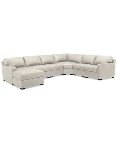 Macy's Radley 141" 6-pc. Leather Wedge Modular Chaise Sectional, Created For  In Coconut Milk