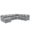 MACY'S RADLEY 141" 6-PC. LEATHER WEDGE MODULAR CHAISE SECTIONAL, CREATED FOR MACY'S