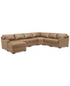 Macy's Radley 148" 4-pc. Leather Wedge Modular Chaise Sectional, Created For  In Light Natural