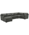 Macy's Radley 148" 4-pc. Leather Wedge Modular Chaise Sectional, Created For  In Anthracite