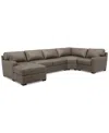 Macy's Radley 148" 4-pc. Leather Wedge Modular Chaise Sectional, Created For  In Brown