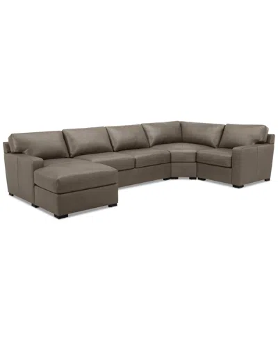 Macy's Radley 148" 4-pc. Leather Wedge Modular Chaise Sectional, Created For  In Brown