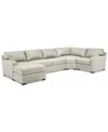 Macy's Radley 148" 4-pc. Leather Wedge Modular Chaise Sectional, Created For  In Coconut Milk