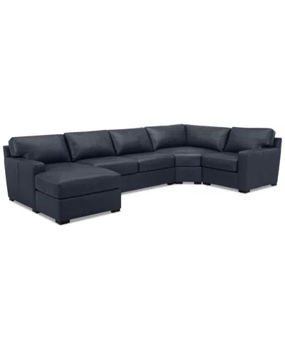 MACY'S RADLEY 148" 4-PC. LEATHER WEDGE MODULAR CHAISE SECTIONAL, CREATED FOR MACY'S