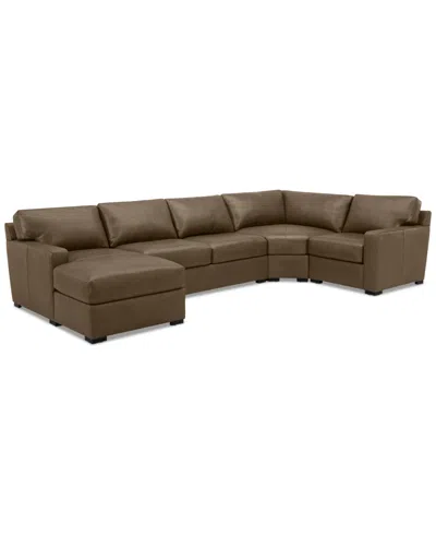 Macy's Radley 148" 4-pc. Leather Wedge Modular Chaise Sectional, Created For  In Brown