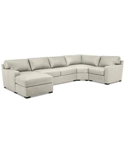 Macy's Radley 148" 4-pc. Leather Wedge Modular Chaise Sectional, Created For  In White