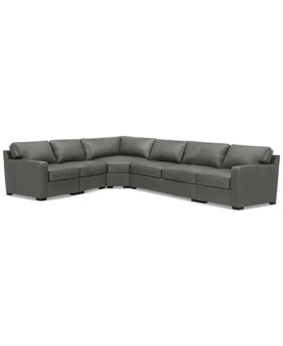 Macy's Radley 148" 5-pc. Leather Wedge L Shape Modular Sectional, Created For  In Anthracite