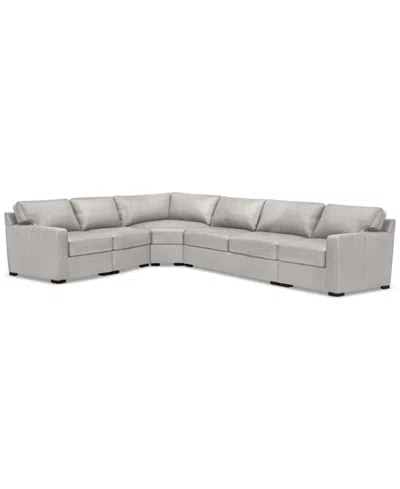 Macy's Radley 148" 5-pc. Leather Wedge L Shape Modular Sectional, Created For  In Ash