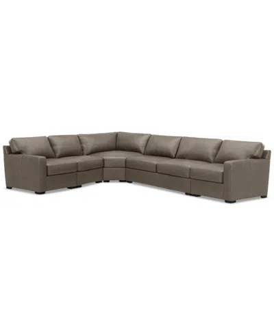 Macy's Radley 148" 5-pc. Leather Wedge L Shape Modular Sectional, Created For  In Brown