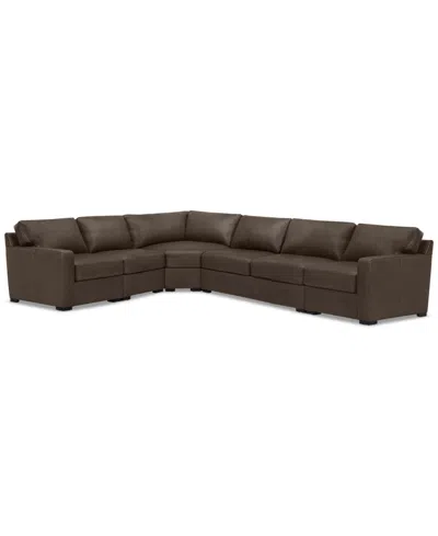 Macy's Radley 148" 5-pc. Leather Wedge L Shape Modular Sectional, Created For  In Chocolate
