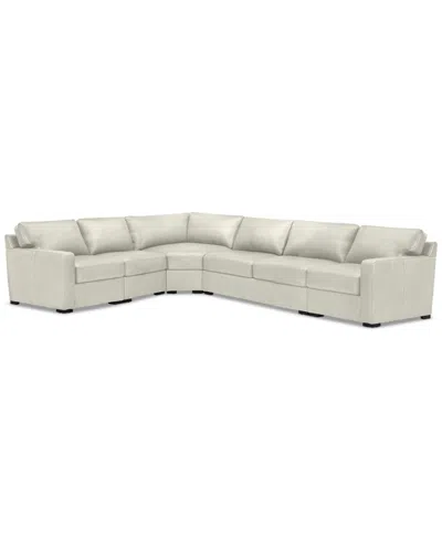 Macy's Radley 148" 5-pc. Leather Wedge L Shape Modular Sectional, Created For  In Coconut Milk