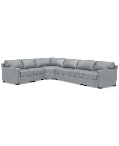 Macy's Radley 148" 5-pc. Leather Wedge L Shape Modular Sectional, Created For  In Gray