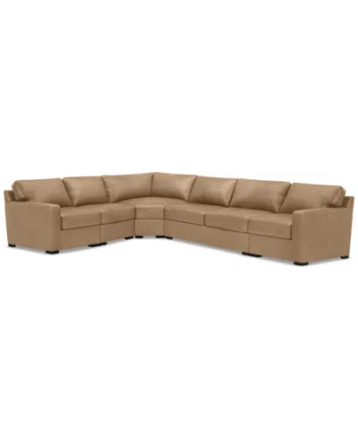 Macy's Radley 148" 5-pc. Leather Wedge L Shape Modular Sectional, Created For  In Brown