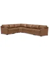 Macy's Radley 148" 5-pc. Leather Wedge L Shape Modular Sectional, Created For  In Light Tan