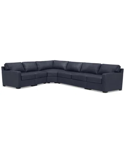 Macy's Radley 148" 5-pc. Leather Wedge L Shape Modular Sectional, Created For  In Blue