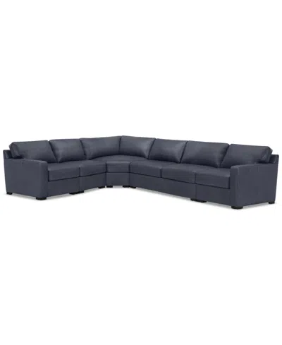 Macy's Radley 148" 5-pc. Leather Wedge L Shape Modular Sectional, Created For  In Slate Grey