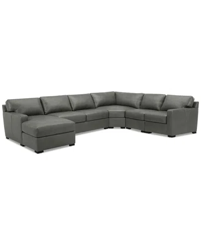 Macy's Radley 148" 5-pc. Leather Wedge Modular Chase Sectional, Created For  In Black
