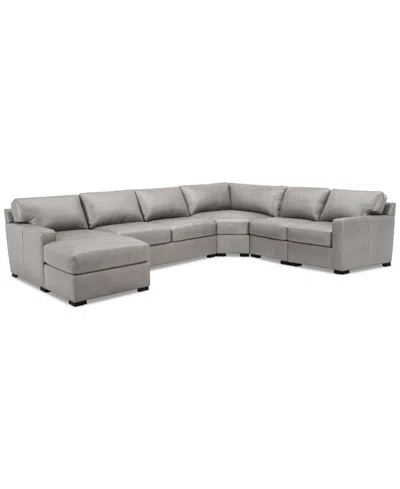 Macy's Radley 148" 5-pc. Leather Wedge Modular Chase Sectional, Created For  In Ash