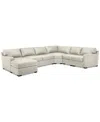 Macy's Radley 136" 5-pc. Leather Square Corner L Shape Modular Sectional In Coconut Milk