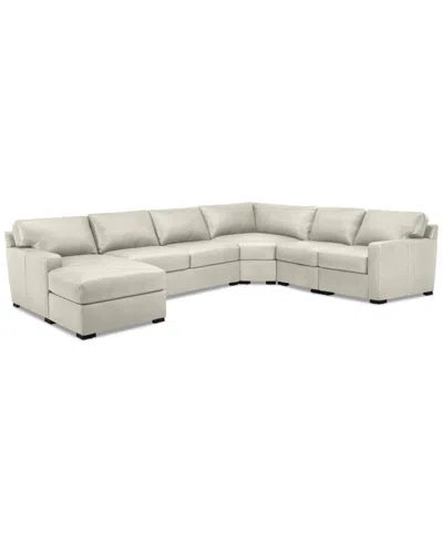 Macy's Radley 148" 5-pc. Leather Wedge Modular Chase Sectional, Created For  In Coconut Milk