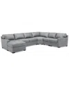 Macy's Radley 141" 6-pc. Leather Wedge Modular Chaise Sectional, Created For  In Light Grey