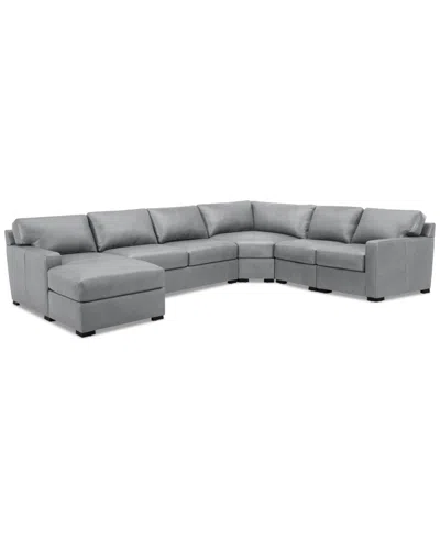 Macy's Radley 148" 5-pc. Leather Wedge Modular Chase Sectional, Created For  In Gray
