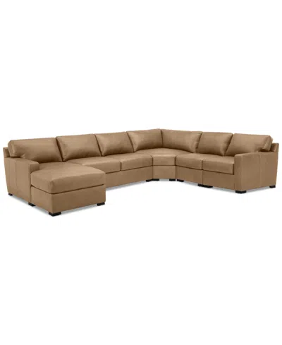 Macy's Radley 148" 5-pc. Leather Wedge Modular Chase Sectional, Created For  In Brown