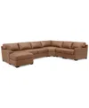 Macy's Radley 148" 4-pc. Leather Wedge Modular Chaise Sectional, Created For  In Light Tan