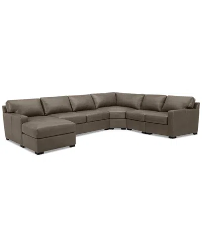 Macy's Radley 148" 5-pc. Leather Wedge Modular Chase Sectional, Created For  In Medium Brown