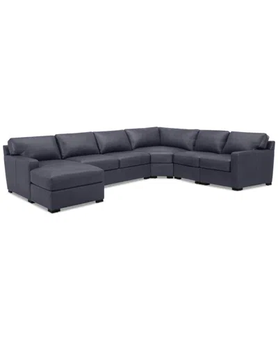 Macy's Radley 148" 5-pc. Leather Wedge Modular Chase Sectional, Created For  In Slate Grey