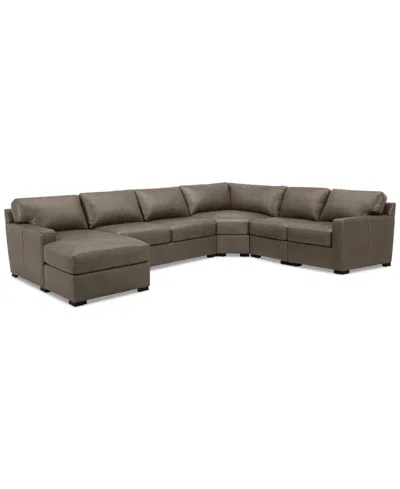 Macy's Radley 148" 5-pc. Leather Wedge Modular Chase Sectional, Created For  In Brown