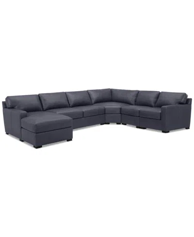 Macy's Radley 148" 5-pc. Leather Wedge Modular Chase Sectional, Created For  In Gray