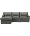 Macy's Radley 3-pc. Leather Modular Chaise Sectional, Created For  In Anthracite