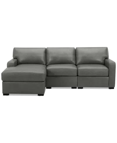 Macy's Radley 3-pc. Leather Modular Chaise Sectional, Created For  In Anthracite