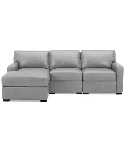 Macy's Radley 3-pc. Leather Modular Chaise Sectional, Created For  In Light Grey