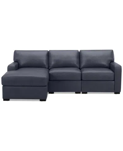 Macy's Radley 3-pc. Leather Modular Chaise Sectional, Created For  In Navy