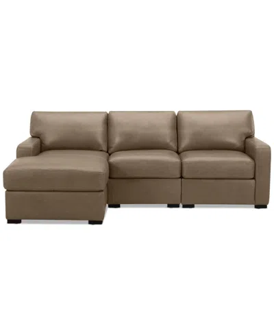 Macy's Radley 3-pc. Leather Modular Chaise Sectional, Created For  In Sand