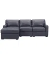 Macy's Radley 3-pc. Leather Modular Chaise Sectional, Created For  In Slate Grey