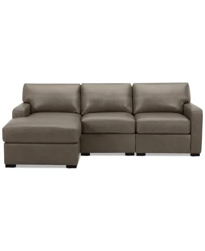 Macy's Radley 3-pc. Leather Modular Chaise Sectional, Created For  In Brown