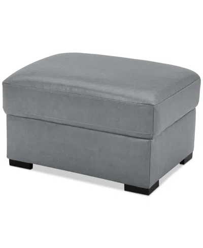 Macy's Radley 32" Leather Ottoman, Created For  In Light Grey